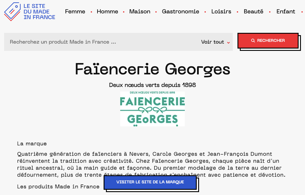Faïencerie Georges rejoint le Site du Made in France !
