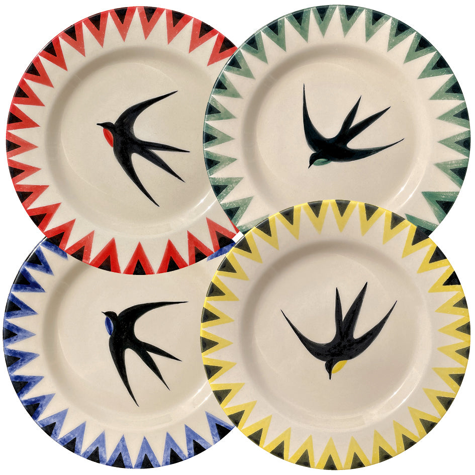 Coffret de 4 grandes assiettes Bistrot Hirondelles