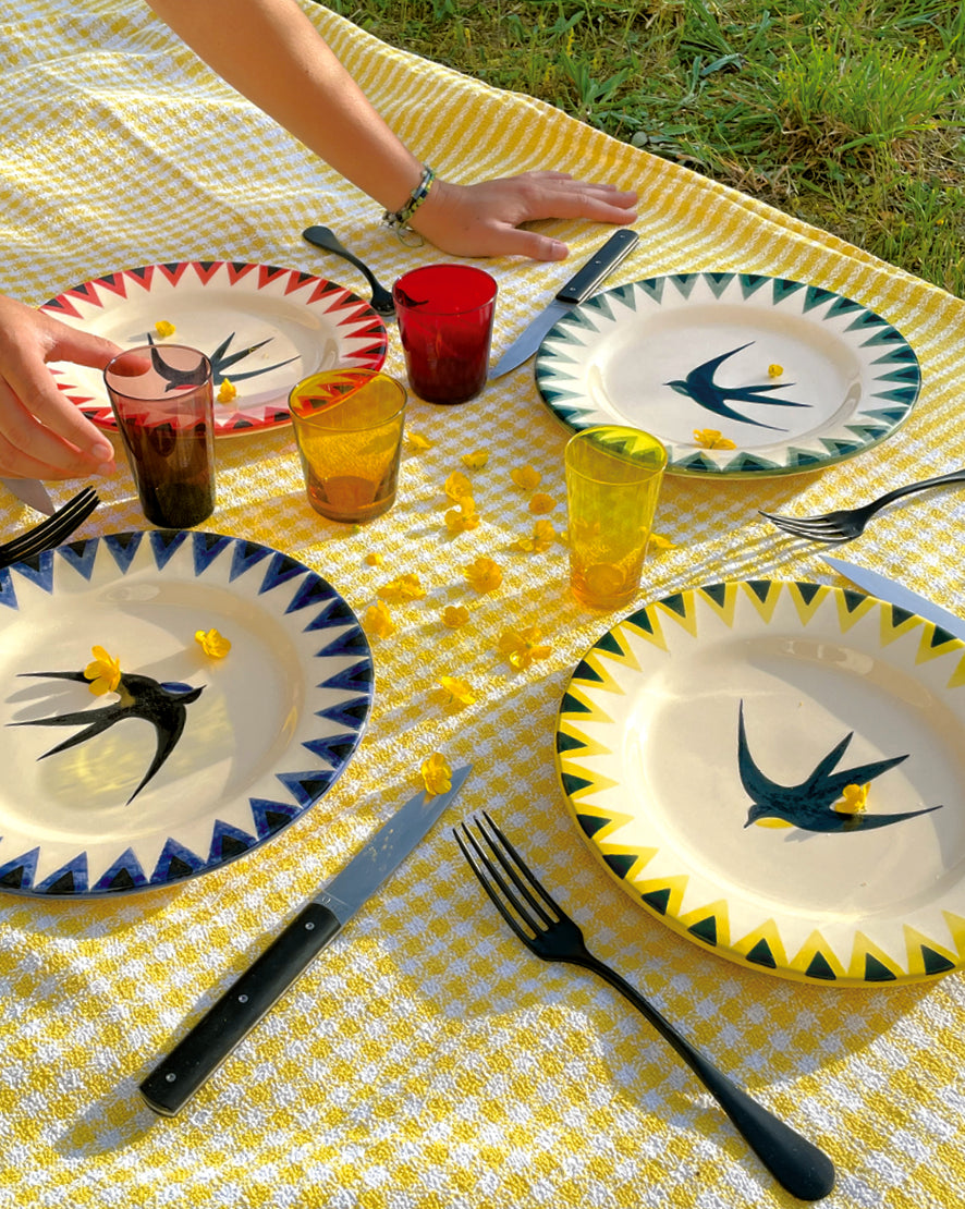 Coffret de 4 grandes assiettes Bistrot Hirondelles